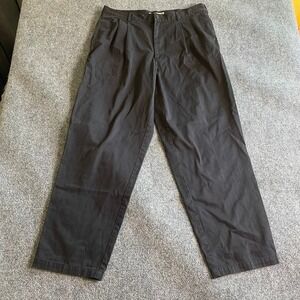 Structure Mens Black Pleated Chino Pants 38x32 Vintage Cotton Twill Trousers